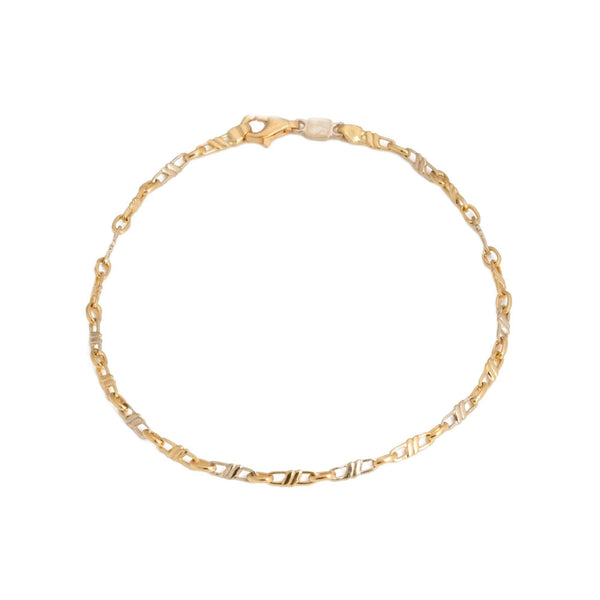 18k T-tone Gold Gucci Style Mancini Italy Bracelet