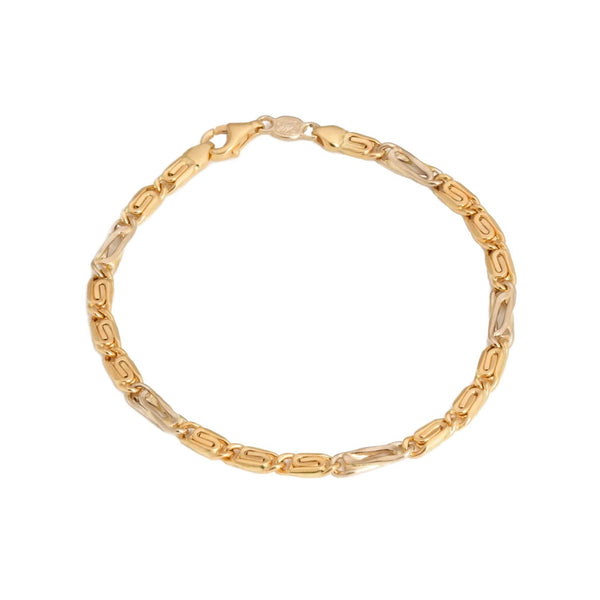 18k T-tone Gold Snail Link Mancini Italy Bracelet