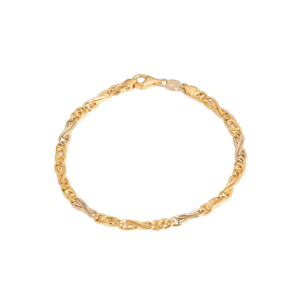 18k T-tone Gold Byzantine Link Mancini Italy Bracelet