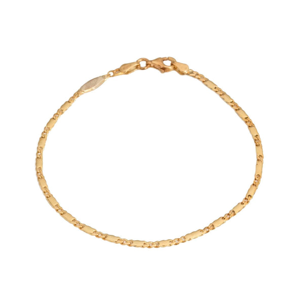 18k Yellow Gold Solid Figaro Link Bracelet