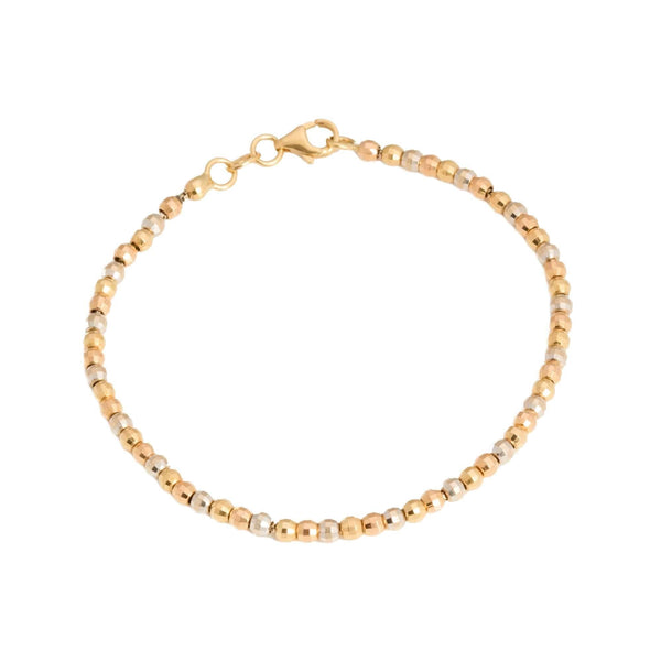 18k Yellow Gold Diamond Cut Beads Bracelet