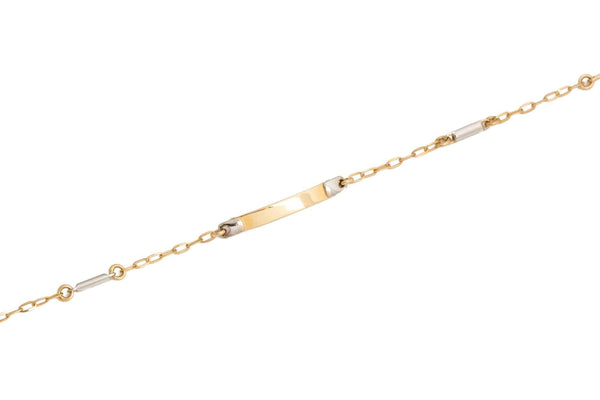 18k T-tone Gold Id Bracelet Italy