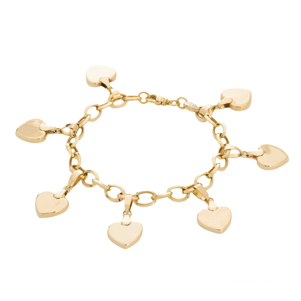18k Yellow Gold Flat Heart Bracelet