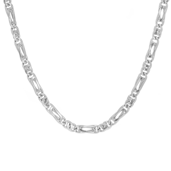 18k Solid White Gold Mancini Figaro Link Chain (20 5.05mm)