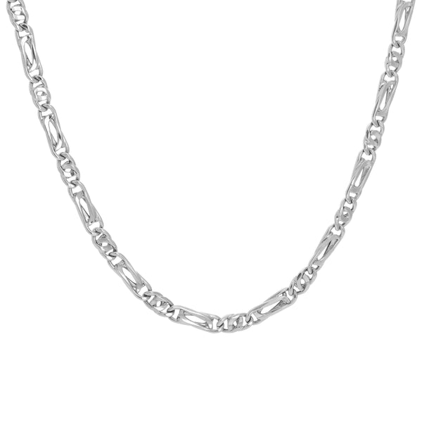 18k Solid White Gold Mancini Figaro Link Chain (24 4.32mm)