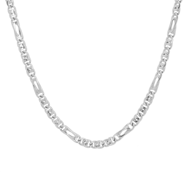 18k Solid White Gold Mancini Figaro Link Chain (24 5.03mm)