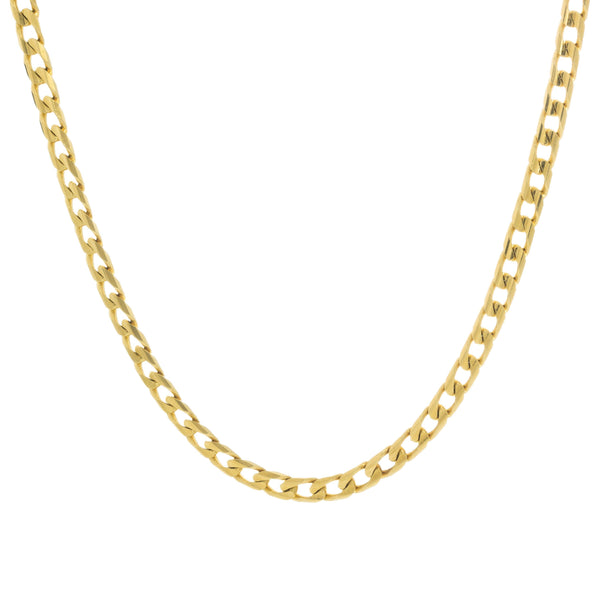 18k Yellow Gold Curb Solid Chain Italy