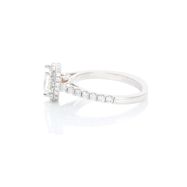 14k White Gold Halo with Underneath Stone Engagement Ring