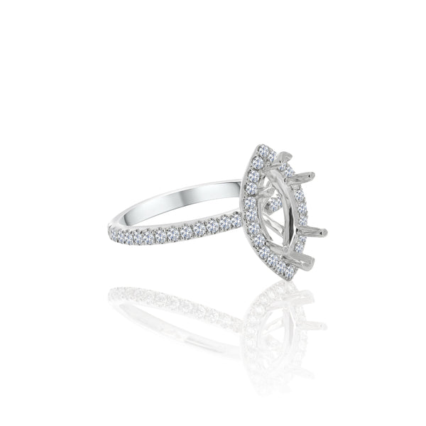 14k White Gold Marquise Halo Engagement Ring