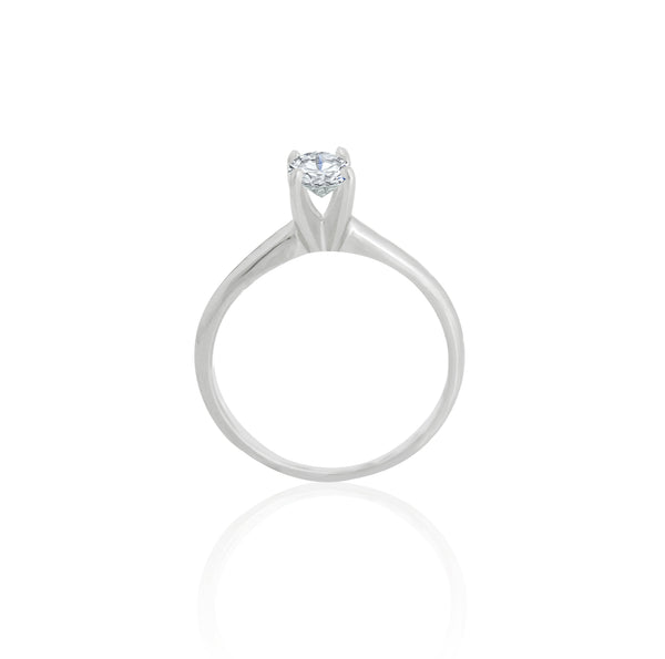 14k White Gold Oval Solitaire Engagement Ring