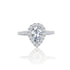 14k White Gold Pear Halo Half Shank Engagement Ring