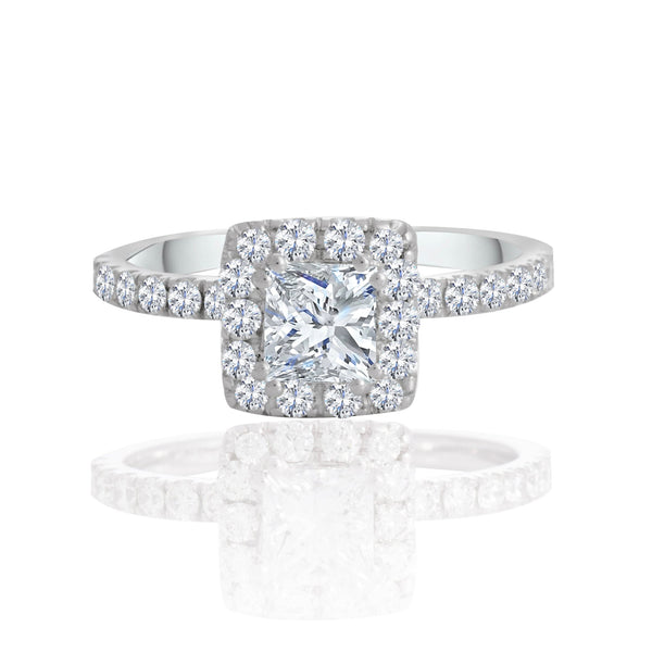 14k White Gold Princess Engagement Ring