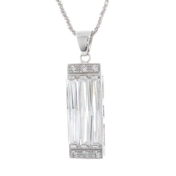 18k White Gold Elongated Cubic Necklace