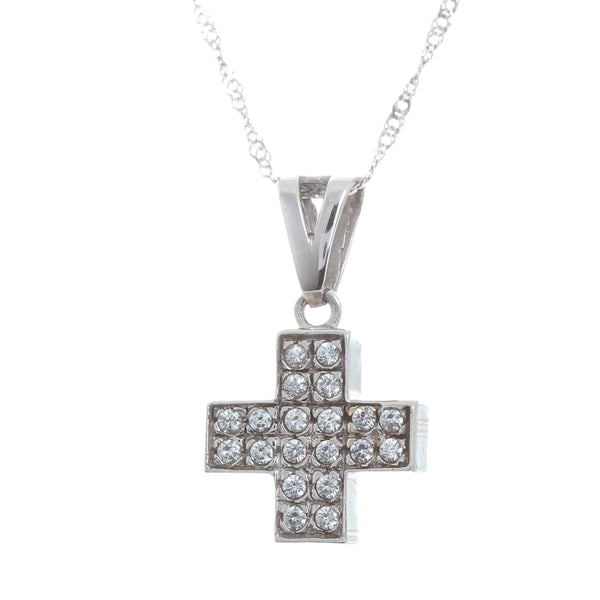 18k White Gold Chunky Cross Necklace