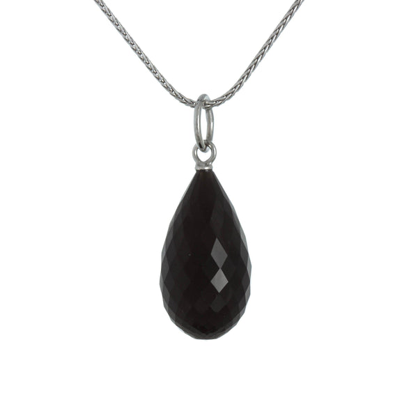 18k White Gold Chain Checkered Black Onyx Necklace
