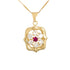 18k Yellow Gold Floral Framed Necklace