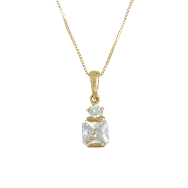 18k Yellow Gold Square Cubic Drop Italy