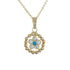 18k Yellow Gold Round Floral Clear & Zircon Necklace