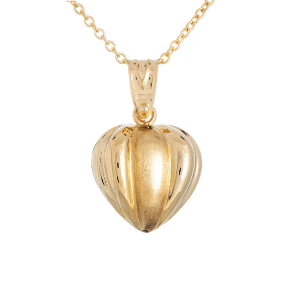 18k Yellow Gold Puffed Statin Groove Necklace