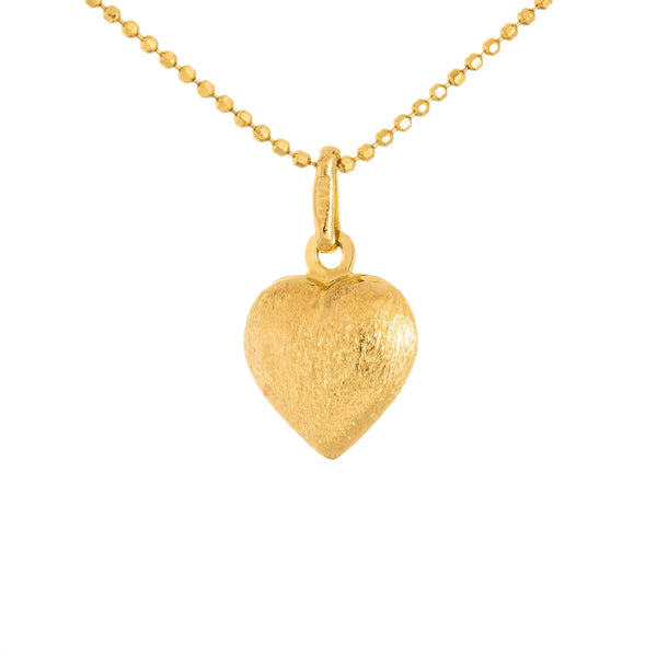 18k Yellow Gold Etched Style Heart Necklace
