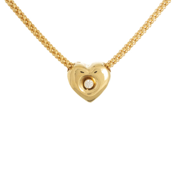 18k Yellow Gold Heart Cubic Slider Italian Necklace