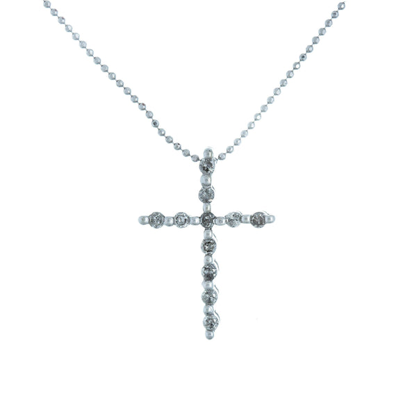 10k White Gold (0.15 Ct. Tw.) Simple Diamond Cross Necklace