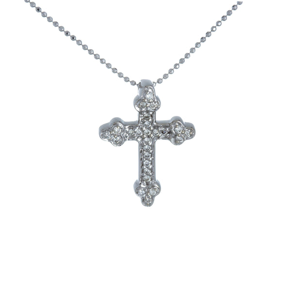 14k White Gold (0.10 Ct. Tw.) Diamond Cross Necklace
