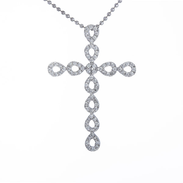 18k White Gold (0.30 Ct. Tw.) Infinity Diamond Cross 
