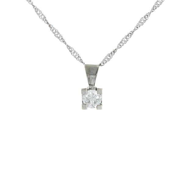 14k White Gold (0.20 Ct. Tw.) Diamond Drop Necklace
