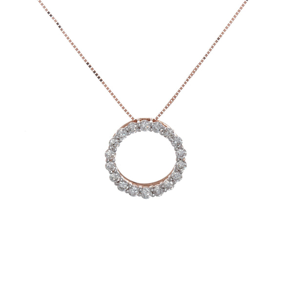 14k Rose Gold (0.50 Ct. Tw.) Diamond Circle Slider Necklace