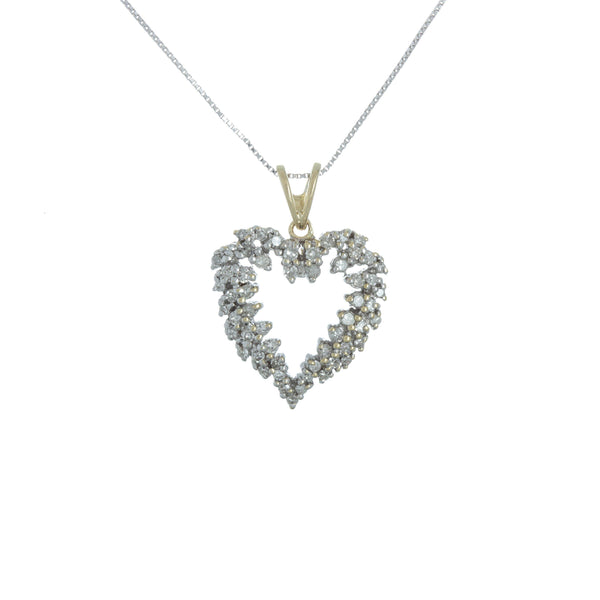 14k T-tone (0.50 Ct. Tw.) Diamond Heart Pendant