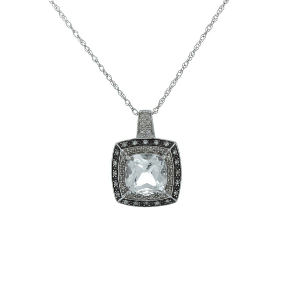 14k White Gold (0.15 Ct. Tw.) Cushion Cubic Diamond Necklace