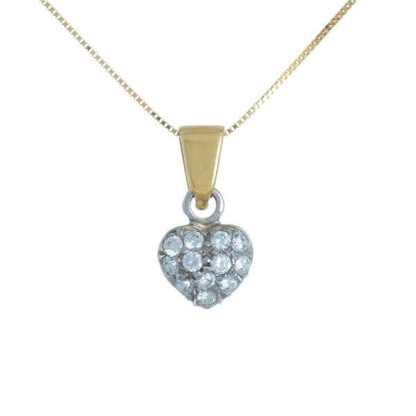 18k Yellow Gold Cubic Heart Drop Necklace
