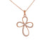 18k Rose Gold Swirl Cubic Cross Italian Necklace