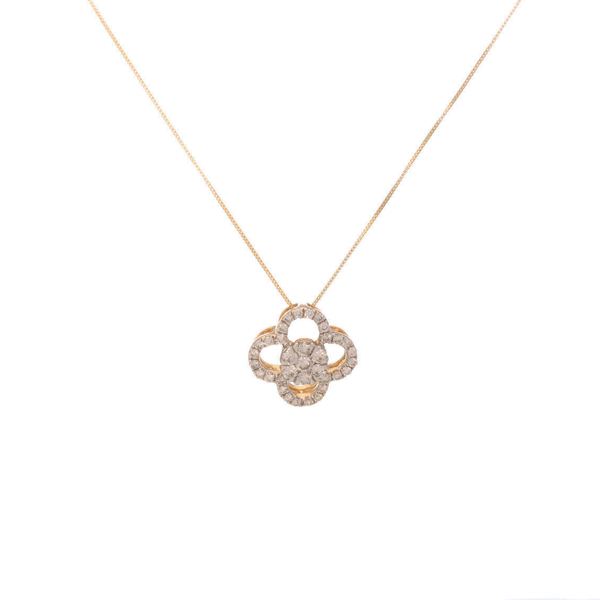 14k Yellow Gold Clover (0.30 Ct. Tw.) Diamond Necklace