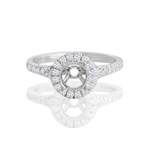 18k White Gold Round Halo Engagement Ring