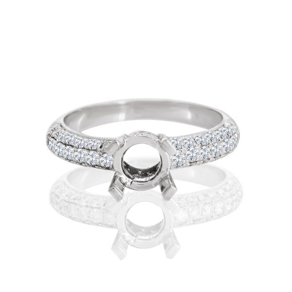 14k White Gold Designer Style Engagement Mount Ring