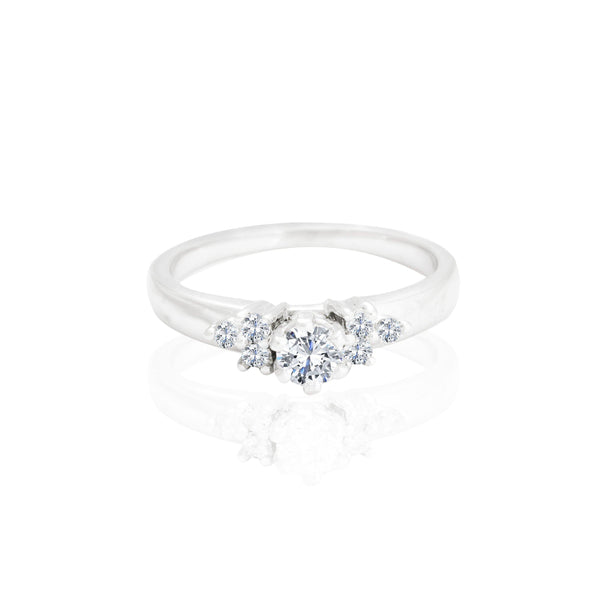 14k White Gold Baguette Accent Princess Engagement Ring