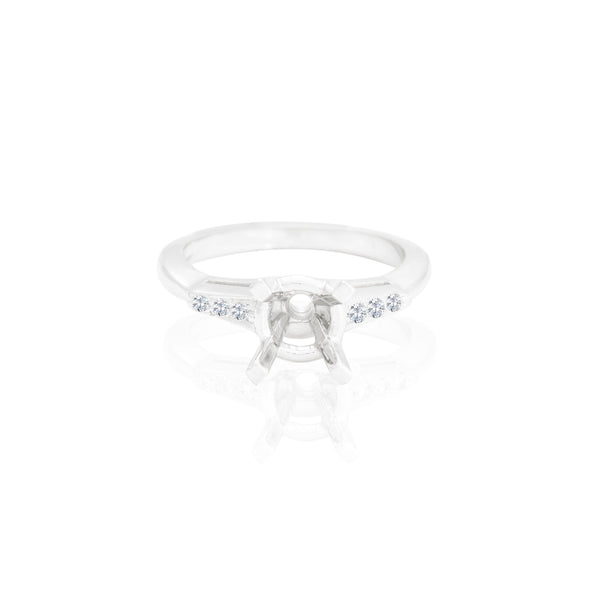 18k White Gold Filigree Accent Diamond Engagement Ring