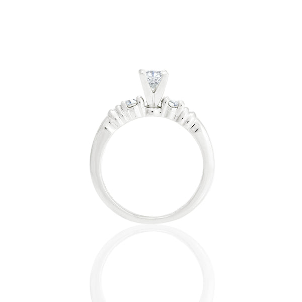 Platinum Princess & Round Accent Engagement Ring