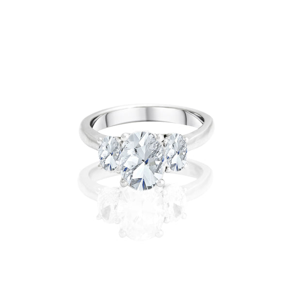 18k T-tone Triple Oval Solitaire Engagement Ring
