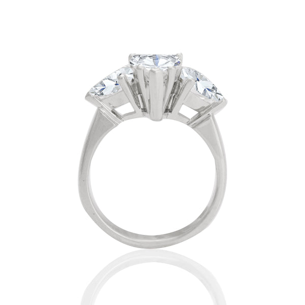 18k White Gold Pear Center Accent Engagement Ring