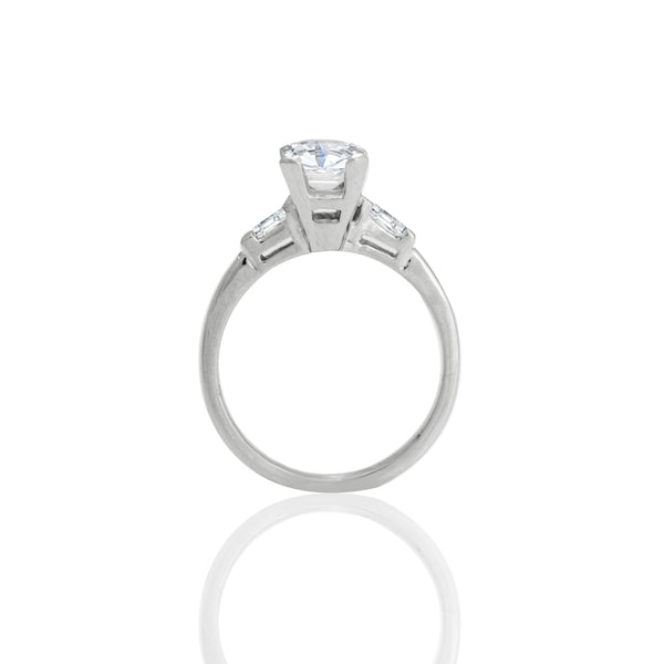 18k White Gold Emerald Baguette Engagement Ring