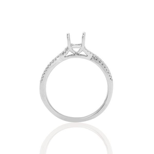 14k White Gold Split Swirl Diamond Ring
