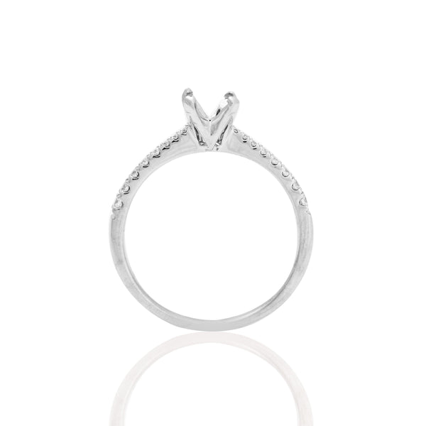 14k White Gold Half Shank Diamond Engagement Ring