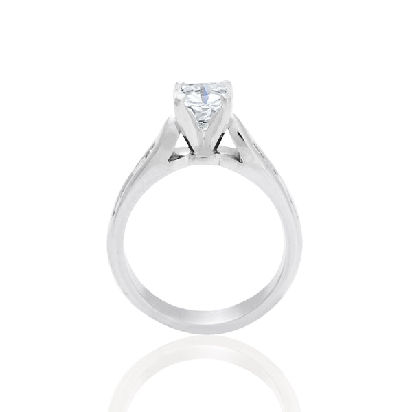 14k White Gold Channel Set Princess Engagement Ring