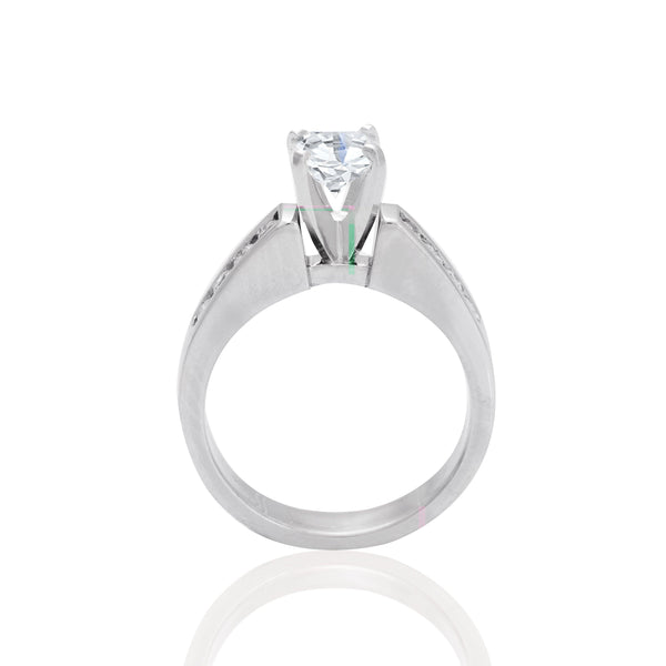 14k White Gold Round Accent Engagement Ring