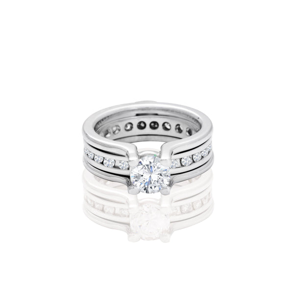 14k White Gold Round Channel Engagement Ring