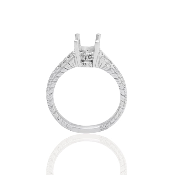14k White Filogree Design Style Engagement Ring