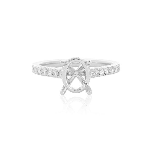 18k White Gold Accent Oval Center Engagement Ring